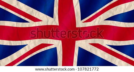 British Union Jack flag old crinkled effect.