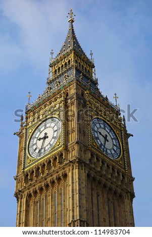 Big Ben Westminster Palace Elizabeth Clock Tower in London UK.