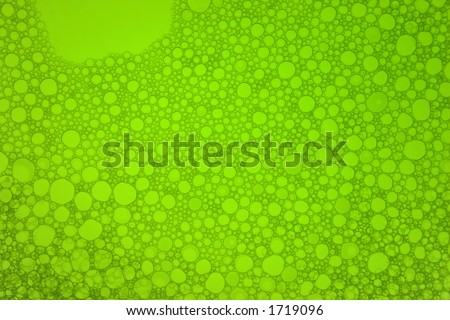 Green bubbles from washing up liquid.