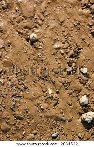 Wet mud and stones background
