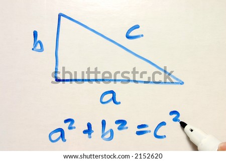Pythagoras equation on a whiteboard