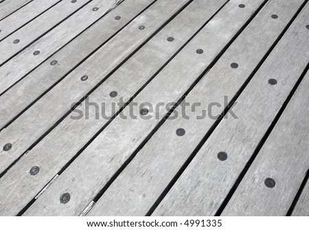 Close up of a wood decking floor.