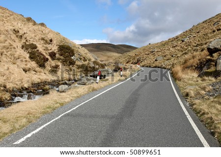 Single lane narrow country to Cymystwyth in Wales UK.