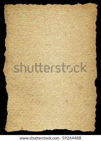 Old torn paper isolated on a black background.