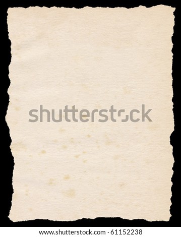 Vintage torn paper isolated on a black background.