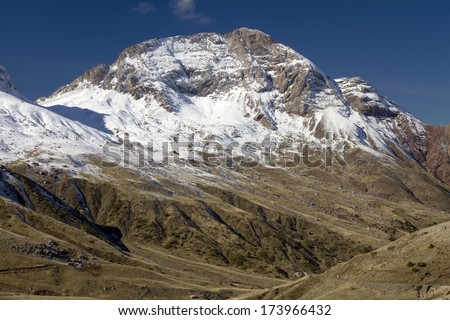 A snow-covered summit of Vardousia mountain; central Greece