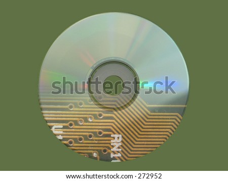 A CD-ROM showing an electronic circuit projected on it