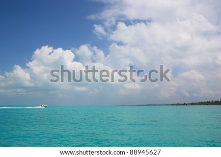 Sea during a boat trip near to Isla Contoy in Mexico
