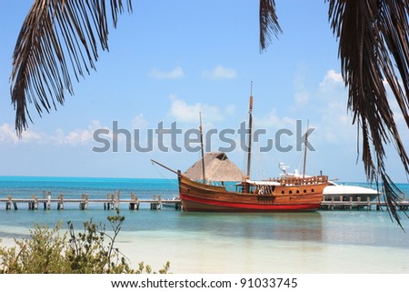 Boat at Isla Contoy in Mexico, Yucatan