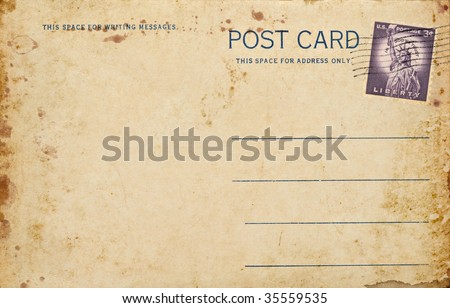 Blank Postcards on Stock Photo   A Old Vintage Blank Postcard With A Canceled Three Cent