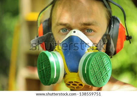 portrait of working in respiratory protection and hearing