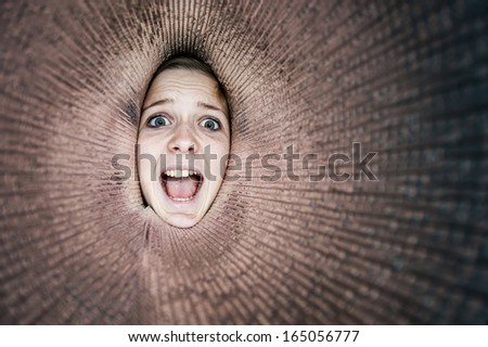 Screaming girl in the tube