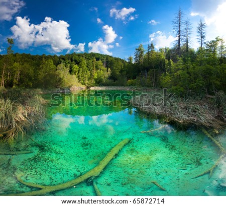 Plitvice Lakes National Park in Croatia. It is on the UNESCO World Heritage list