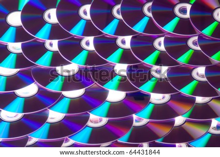 Set of DVD and CD discs as texture or wallpaper