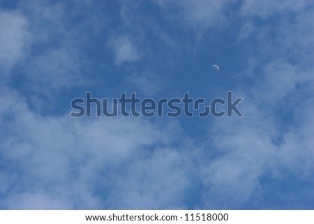 Soft Cloudy Sky with Moon for Backgrounds