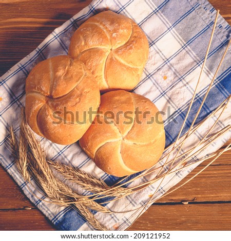 bread on wooden boards, touch-up in retro style