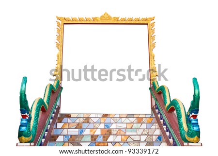 Isolate door frame and stair of thai temple.
