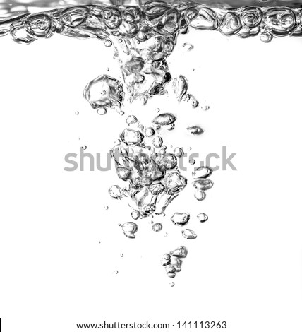 Bubbles from high impact water pouring to surface