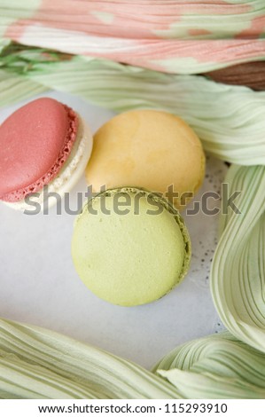 soft and sweet french macarons with soft texture background