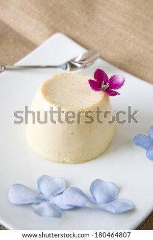 sweet flower decorated on pudding dessert