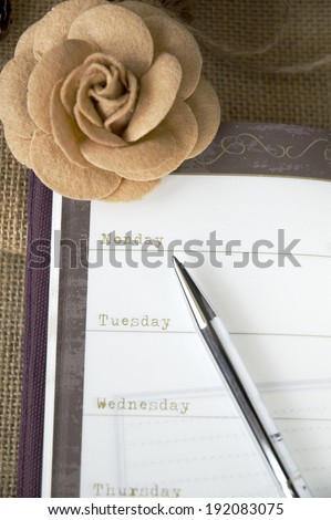 the day on planner page in vintage style