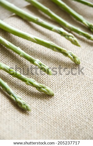 close up line of fresh asparagus