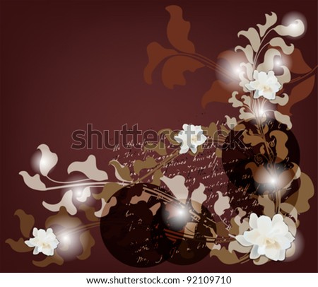 EPS 10 vector - invitation card with different kinds of baroque branches, gardenia flowers and space for text - All elements are on separate layers - easily editable