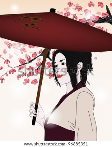 Geisha With Umbrella