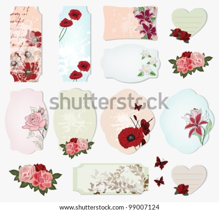 Eps 10 vector - precious set of vintage labels with flowers
