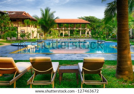 summer swimming pool. Tropical country Sri Lanka