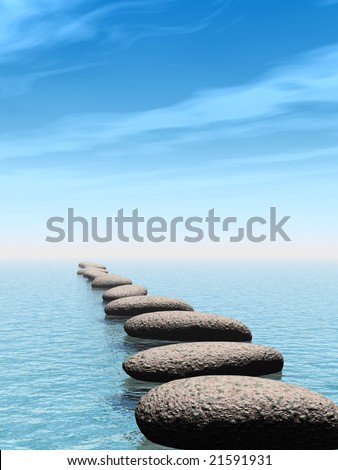 Stones In Water. A row of stones in water