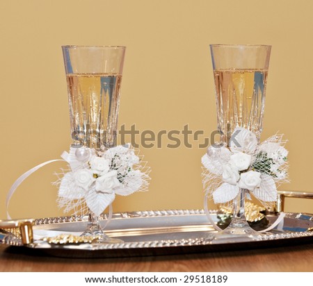 stock photo Wedding glasses Glasses with a champagne decorated decorative 