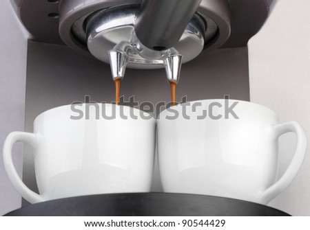 Coffee machine espresso. Process of preparation of coffee. A close up