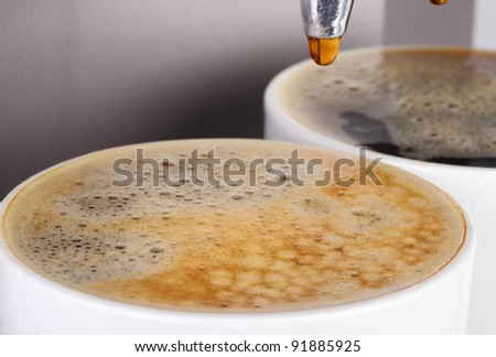 Coffee machine espresso. Process of preparation of coffee. A close up