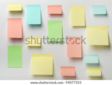 Set of paper notes. Are attached on a sticky basis