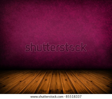 dark vintage pink room with wooden floor and artistic shadows added