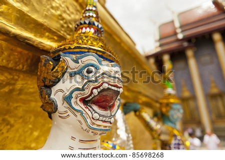 demon statue at the way phra kaew , grand palace , bangkok