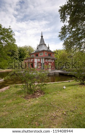 Little Fisherman House. It is located in Retiro Park, Madrid, Spain. It was built by King Ferdinand VII, and is one of the few remaining examples of buildings that graced de private gardens of royalty