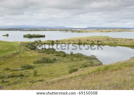 Myvatn lake. Myvatn is a shallow eutrophic lake situated in an area of active volcanism in the north of Iceland.