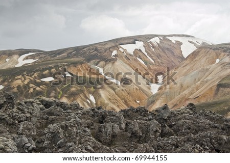 Volcanic landscape in Landmannalaugar (Iceland)