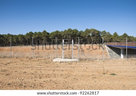 One-way gate. View of one-way deer gate. Picture taken in A-15 motorway, Soria, Spain