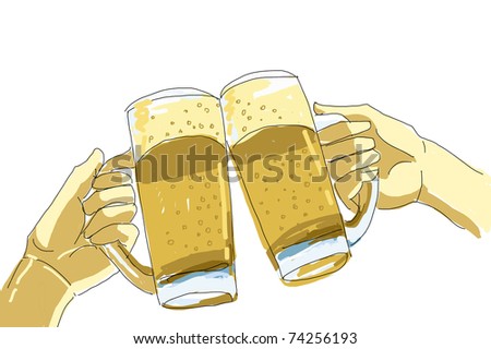 beer mug cheers. clinc with eer mugs