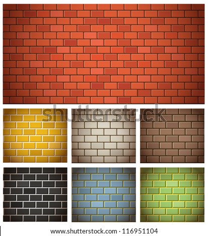 Different color brick textures collection