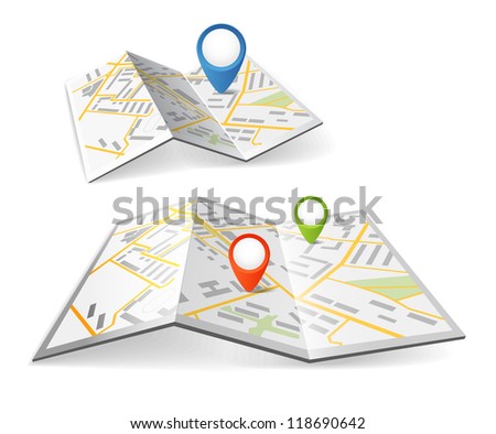 Folded maps with color point markers Folded maps with color point markers