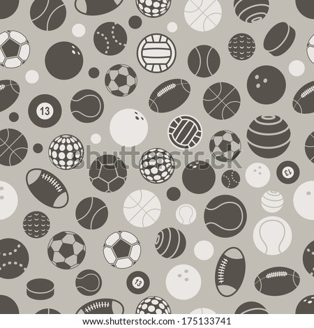 Sport ball silhouettes seamless pattern