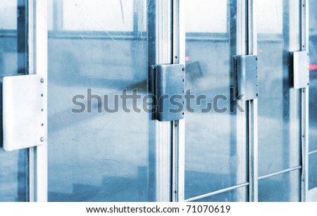Glass doorsinto metro station
