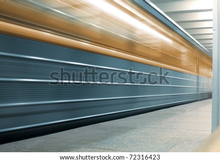 Moving metro train