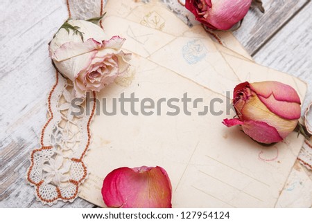 dry rose and old letters