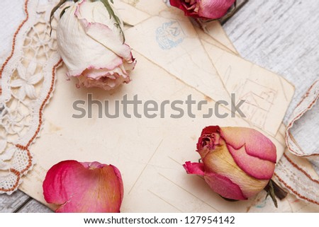 dry rose and old letters