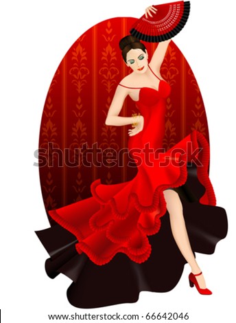 Sexy Dancing on Stock Vector Vector Illustration Of Sexy Flamenco Dancer With Fan